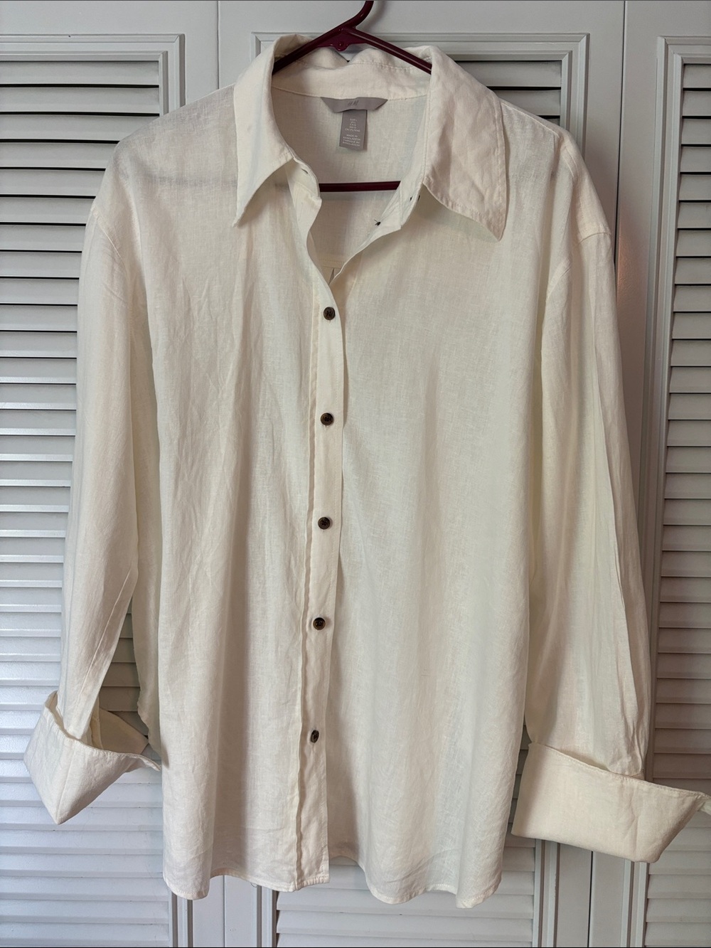 H&M Linen Loose-Fit Button Down Shirt Size Large